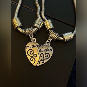 Silver Mother Daughter BFF Matching Half Of My Heart Love Charm Bracelets NIB!